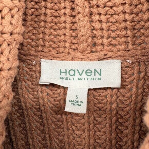 Haven Well Within Sweater Women’s Size Small Chunky Knit Cotton Cowl Neck - Picture 7 of 7